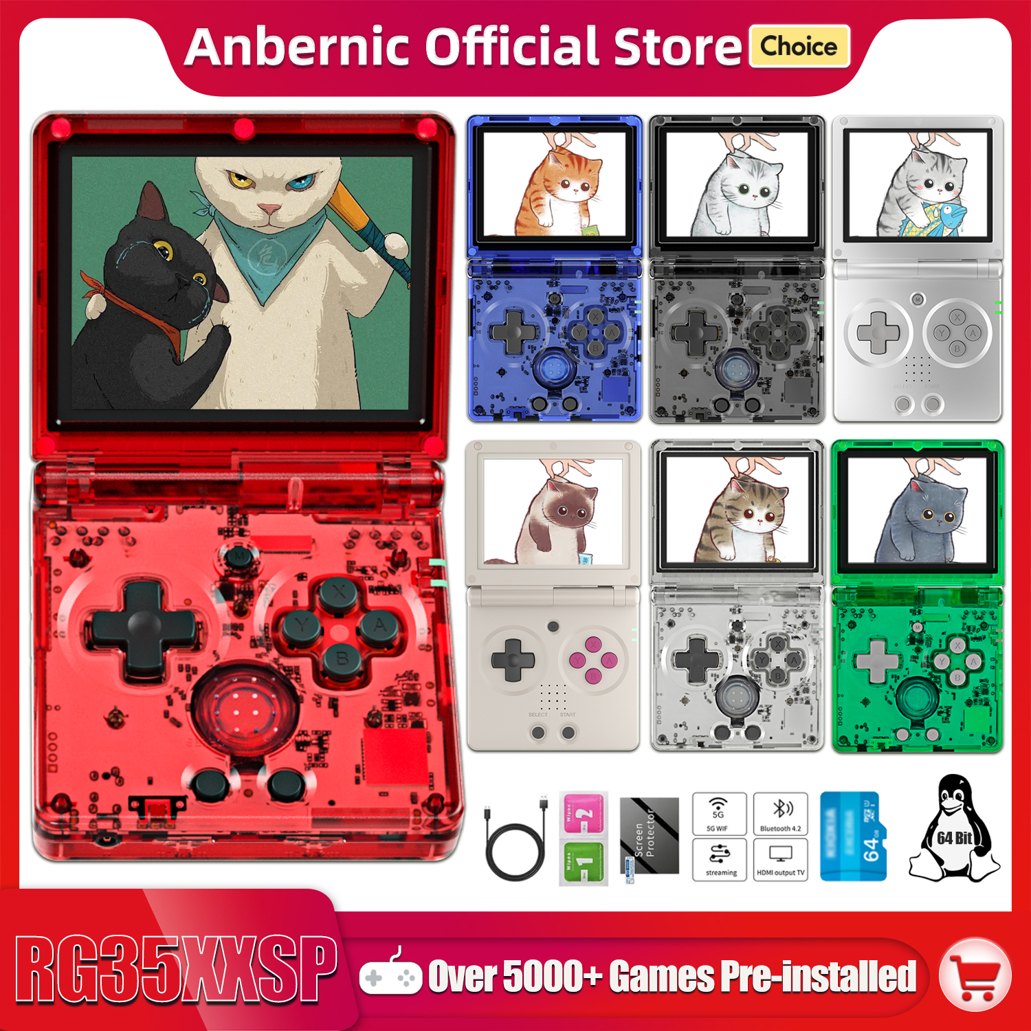 Gaming Console Linux - ANBERNIC NEW RG35XXSP Flip Handheld Game