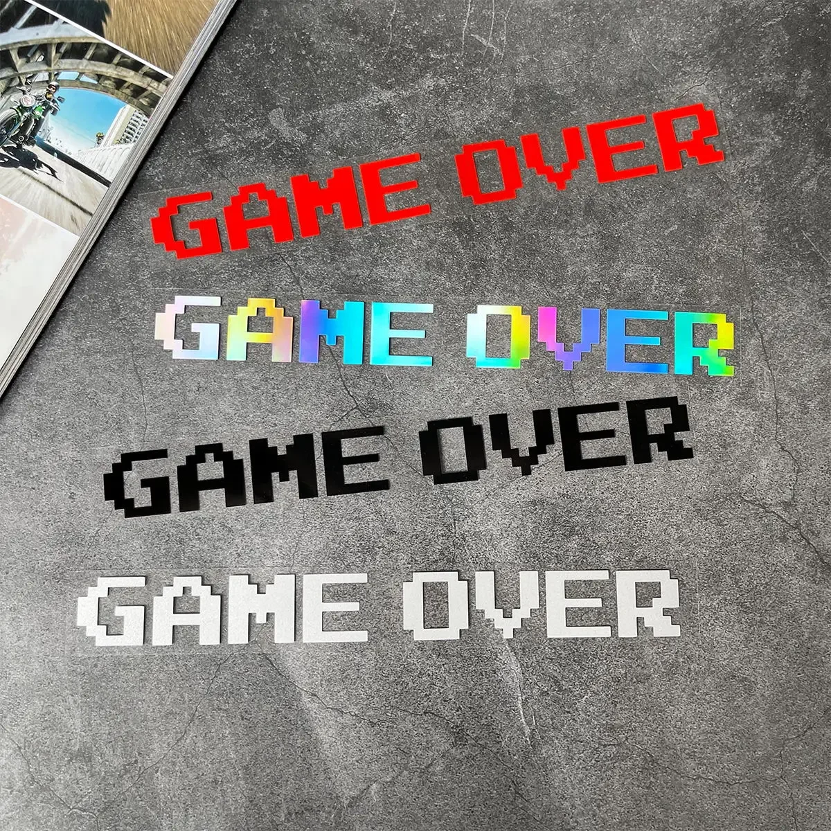 Gaming Console Options - 1PC Retro Pixel-Style Game Over Sticker