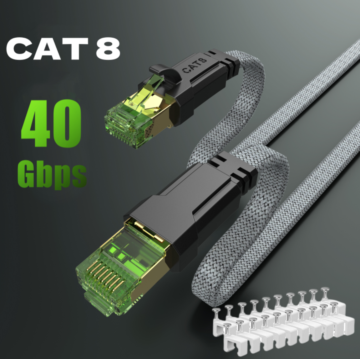 Lan Cable Gaming - MIZIQIER long CAT 8 Flat Network