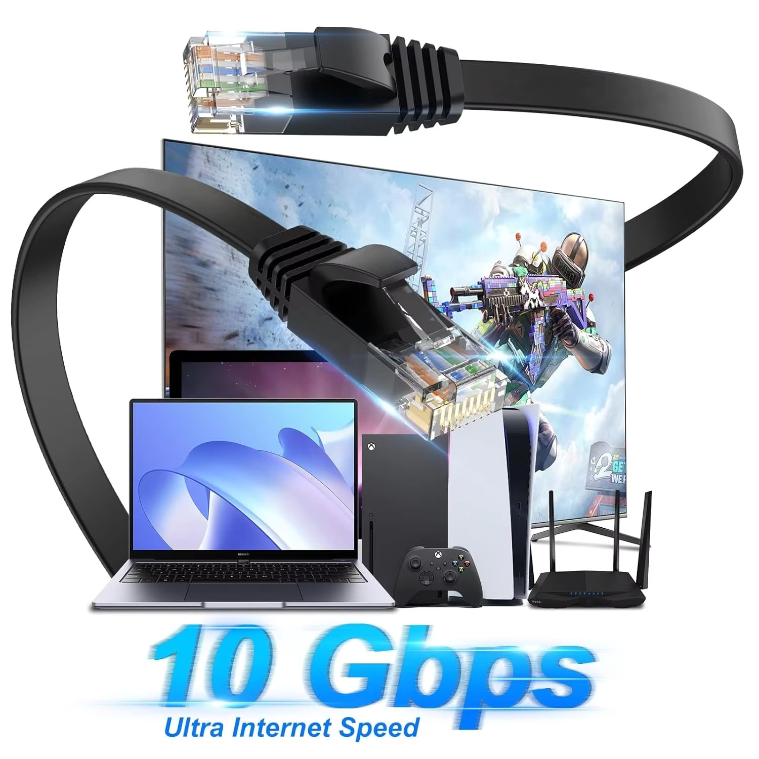 Cat 6 Ethernet Flat Cable, Out - Lan Cable Gaming recensie en prijs