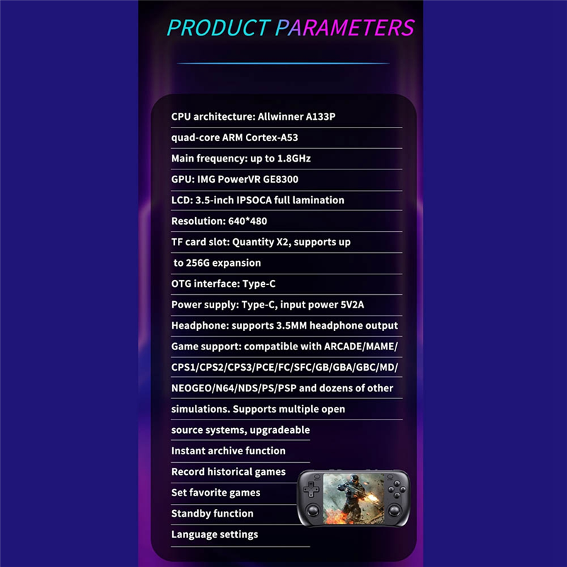 A73E-H36S 3.5 Inch Pocket Hand - Gaming Console Emulator recensie en prijs